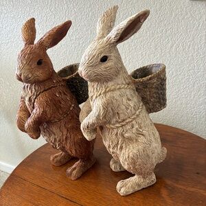 Resin Bunnies With Baskets 12” Tall